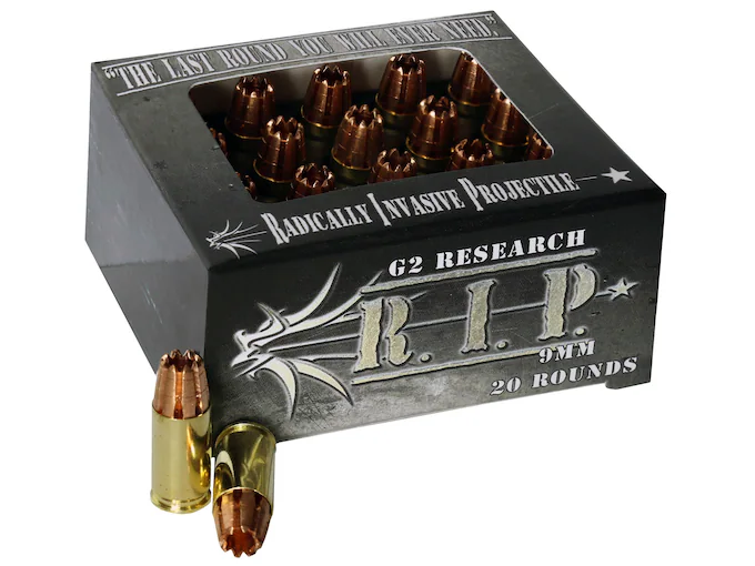 Get G2 Research R.I.P. 9mm Luger Ammo 92 Grain G2 R.I.P. Fragmenting Hollow Point Lead Free Box of 100 rounds Online
